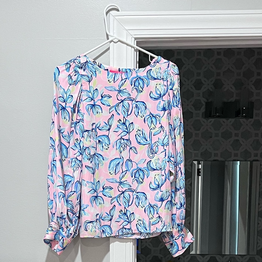 Lilly Pulitzer long sleeve silk top size small